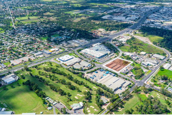 Aerial view of the KFC and Guzman y Gomez development site at Oxley